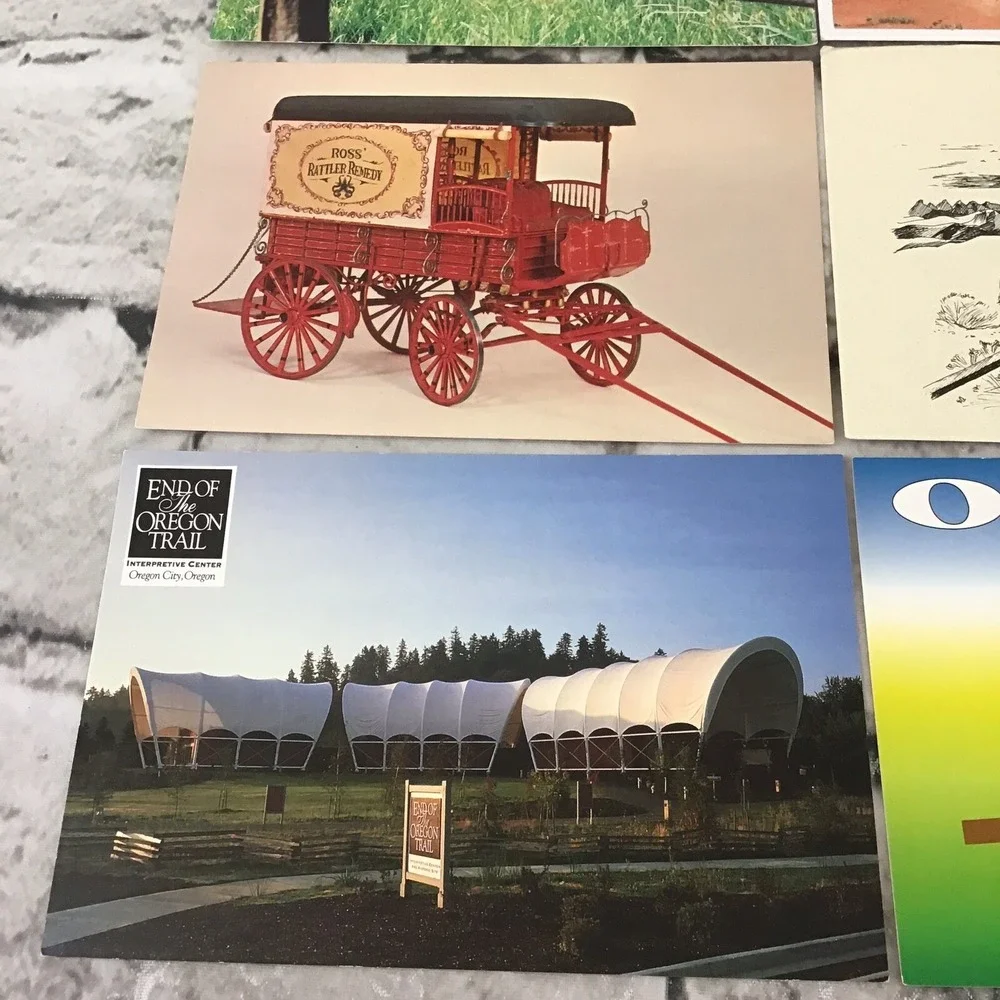 Vintage Postcards Oregon‎ Trail Covered Wagons Pioneers Lot Of 7 Collectible